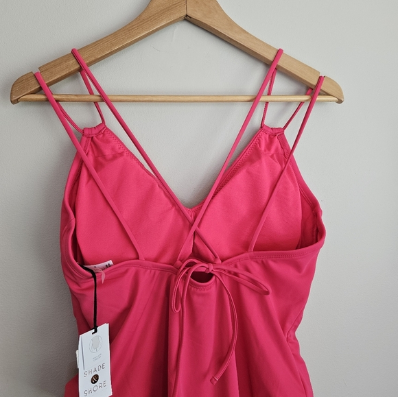 NWT Shade & Shore x Target Swimsuit Plunged Neckline‎ Tie Back Pink size Large - Picture 5 of 7